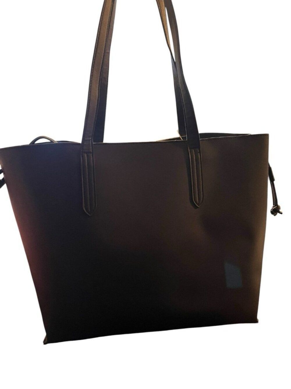 Primark Black Faux Leather Extra Large Tote Bag Zips Purse Travel Beach  NWT